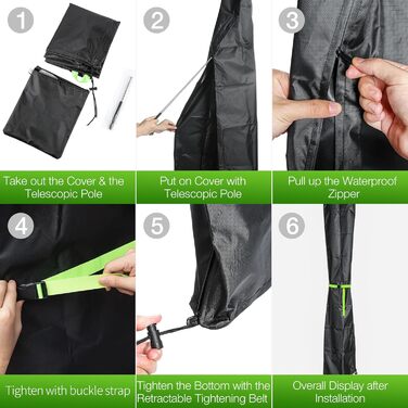 Чохол для парасольки GEMITTO, захисна накидка для парасольки, водонепроникний, для парасольки від 2 до 4 м, 420D, захист від сонця та вітру