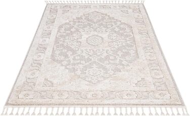 Килим City Boho Carpet Cream 80x150 см - Орнаменти, Бордюр, 3D Ефект, Бахрома, Сизаль