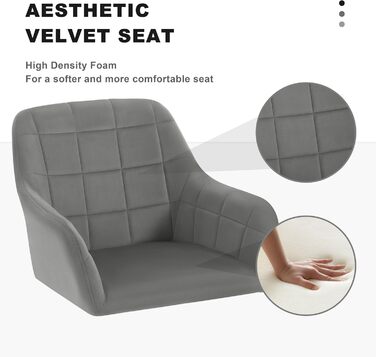 Офісний стілець WOLTU обертовий, ергономічний, з роликами, регульована висота, оксамит, темно-сірий/чорний для дому, офісу, спальні