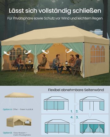 Павільйон SONGMICS 3x3 м, розкладний, для саду, відпочинку, вечірок, захист від сонця та дощу, портативний, бежевий