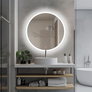 Дзеркало для ванної кімнати Venti 60 см з підсвічуванням, LED, сенсорне керування, 60x60 см