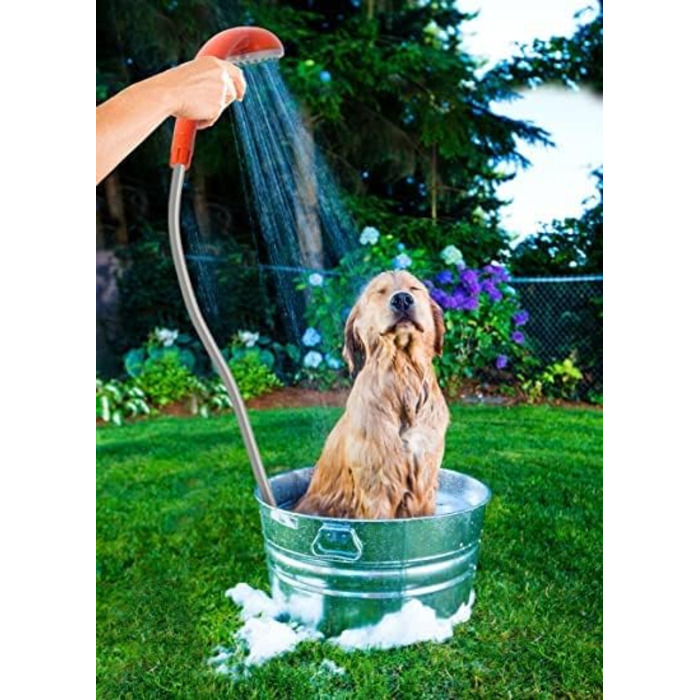 Портативний душ для кемпінгу з насосом, акумуляторна садова душова система 2200mAh, USB-кабель, шланг 1.8м, помаранчевий