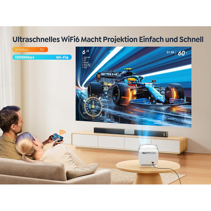 YABER V12 проєктор 4K: Full HD, WiFi6, Bluetooth 5.2, автофокус, 20W Dolby, для дому та на відкритому повітрі
