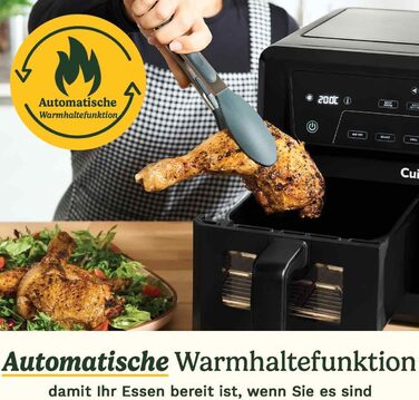 Фритюрниця Cuisinart XXL 10.4L з двома зонами нагріву | Без PFAS та хімікатів | Для смаження, грилю, випікання, дегідратації та підтримання тепла | 2 x 5.2L, 8+ порцій | Знімні деталі, придатні для миття в посудомийній машині (2 камери + скло)