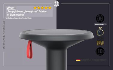 Interstuhl UPis1 - Ергономічний стілець-хокер з ефектом балансування, регульована висота, з антиковзним покриттям та захистом від перекидання, офісний хокер (Чорний, UP Design)