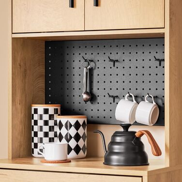 Кухонна шафа SoBuy з мікрохвильовою нішею (Ø6 см) та жалюзі-дверцятами, буфет, багатофункціональна шафа, меблі для кухні та вітальні, дуб-чорний, 107×40×85 см, FSB103-N