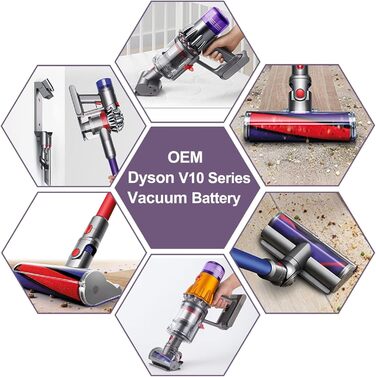 Акумулятор для Dyson V8 SV10, LONGFIT 6500mAh Змінна батарея для моделей V8 (V10 6.5Ah)