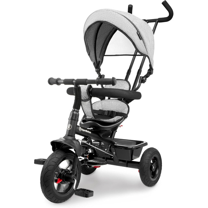 Триколісний велосипед HyperMotion з ручкою для батьків 3-в-1, сірий - для дітей від 1 до 4 років (до 20 кг)