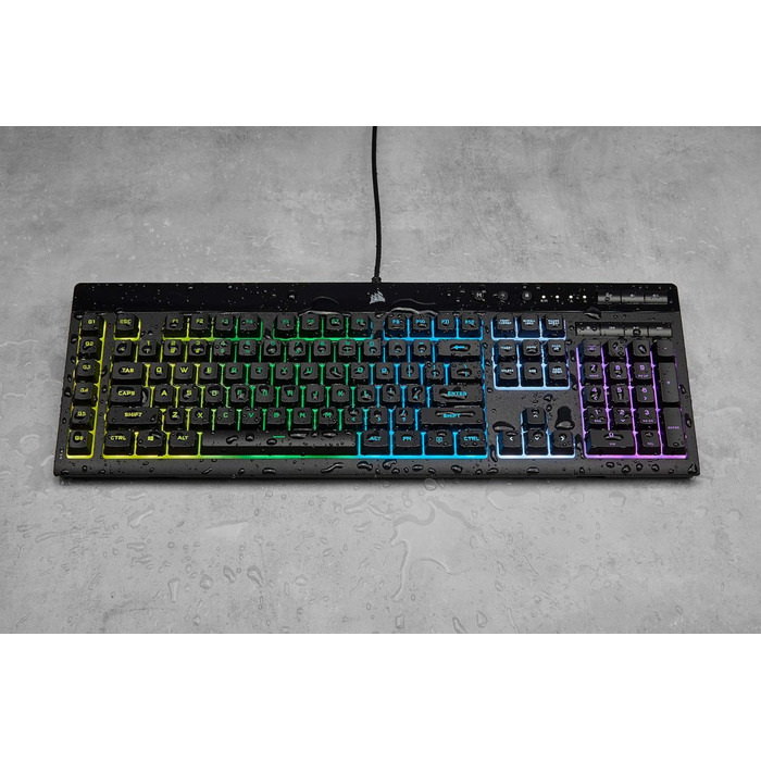 Клавіатура Corsair K55 RGB PRO, провідна, мембранна, QWERTZ DE, чорна, IP42, 6 макро-клавіші, сумісна з iCUE, для PC, Mac, Xbox