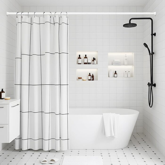 Штанга для карниза без свердління 76-200 см, телескопічна, для душу, одягу, вікна, кухні, шафи (біла)