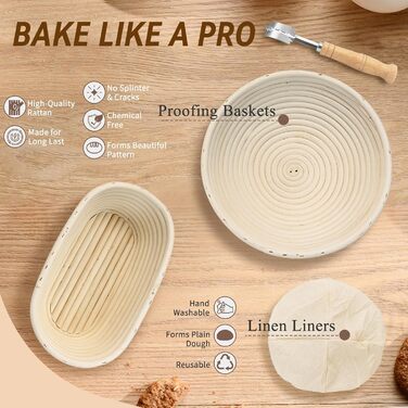 Набір для закваски: повний комплект з банкою, формами для перевірки закваски (9 дюймів кругла, 10 дюймів овальна), 18 аксесуарів для випічки, подарунок для професіоналів та домашніх пекарів