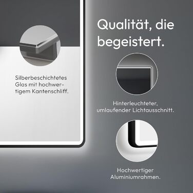 Дзеркало для ванної кімнати Talos Black Moon LED 120x70 см з підсвічуванням, вологостійке, нейтральне світло