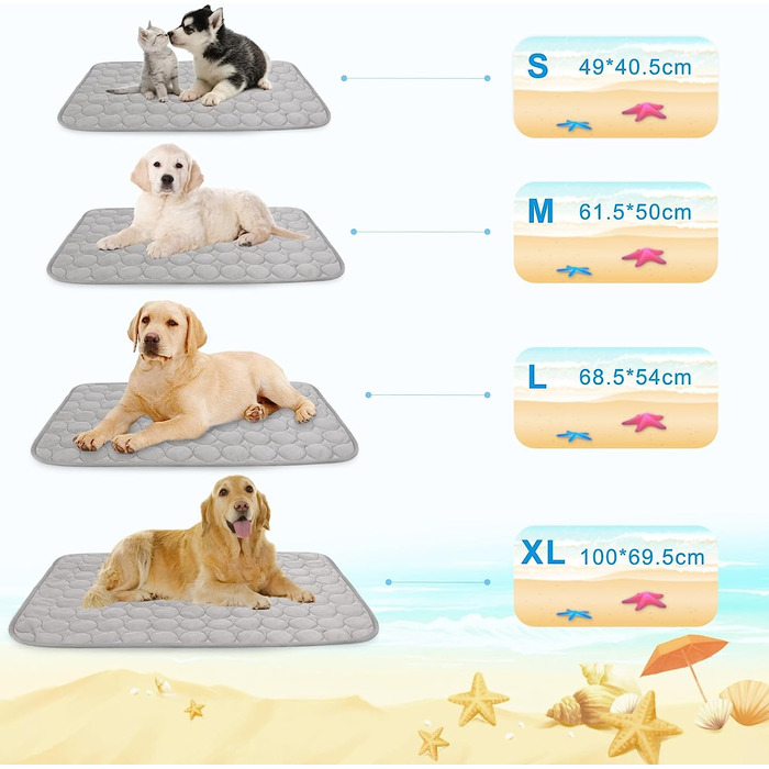 Охолоджуючий килимок для собак Oslueidy, 2 шт., літній, самоохлаждающийся килимок для собак, кішок, Килимки для собак, нековзний охолоджуючий килимок, миється м'який килимок для домашніх тварин для собак, маленький, середній, великий (s, сірий)