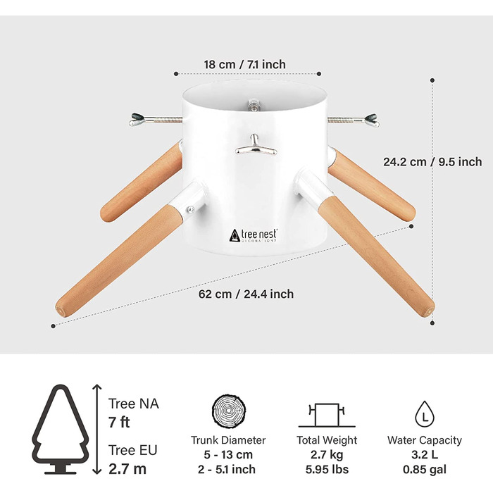 Підставка для різдвяної ялинки Tree Nest металева M 56,5 см біла