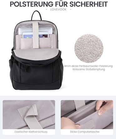 LOVEVOOK Рюкзак для ноутбука 17,3 дюйма, водонепроникний, для жінок та чоловіків, чорний