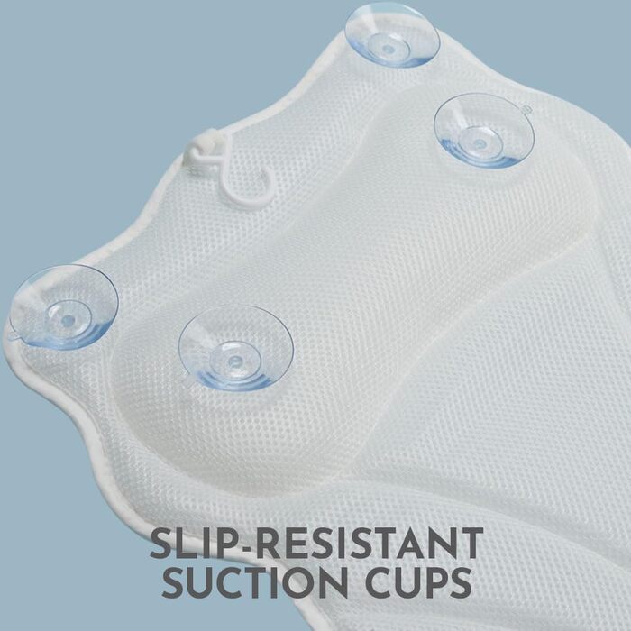 Подушка для ванни WONDERfoam з ергономічною підтримкою голови, шиї та спини, протиковзка, машинного прання, дихаюча, швидковисихаюча, сітчаста