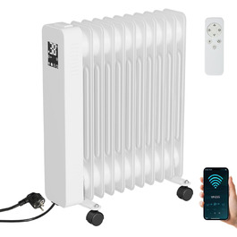 Електричний конвектор Daromigo з термостатом та Wi-Fi, 2000W, IP24, настінний, інфрачервоний, чорний, енергозберігаючий