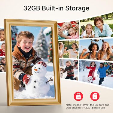 Frameo: Цифровий фоторамка 10.1 дюйма з Wi-Fi, сенсорним екраном IPS HD 1280*800 та 32GB пам'яті