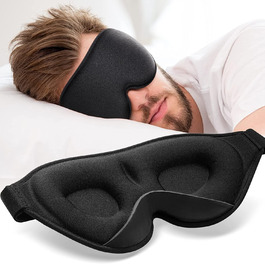 Маска для сну 3D для жінок та чоловіків, дихаюча, м'яка, 100 світлонепроникна, для подорожей, чорна, 2023