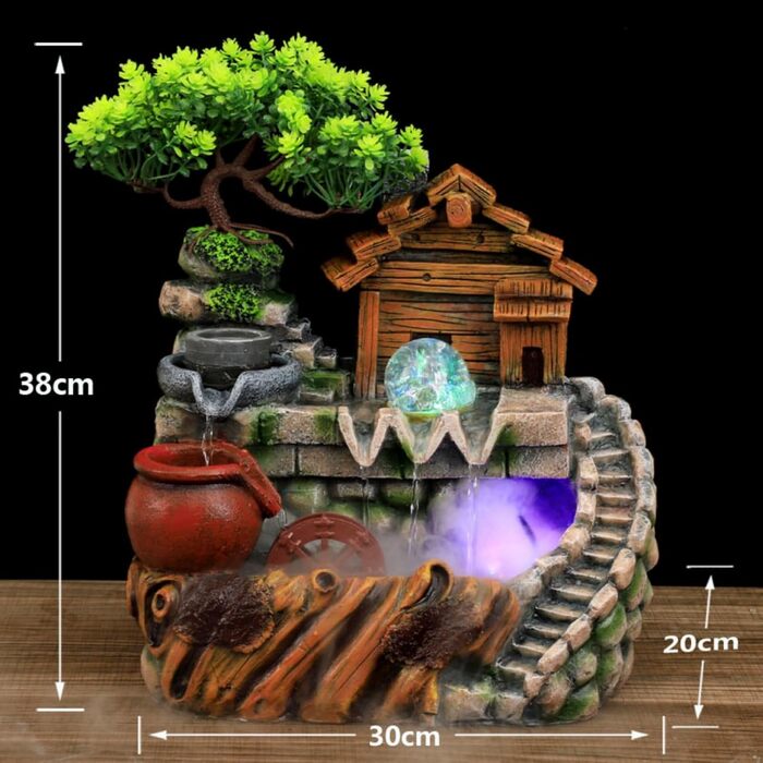 Кімнатний фонтан з LED підсвіткою - настільний фонтан, водоспад, фонтан з туманом для дому та офісу