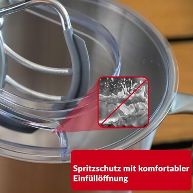 Кухонна машина Lehmann - планетарний міксер з набором аксесуарів - 3 насадки, кришка-розбризкувач, чаша 5л, 12 швидкостей, захист від перегріву, неслизька, червона