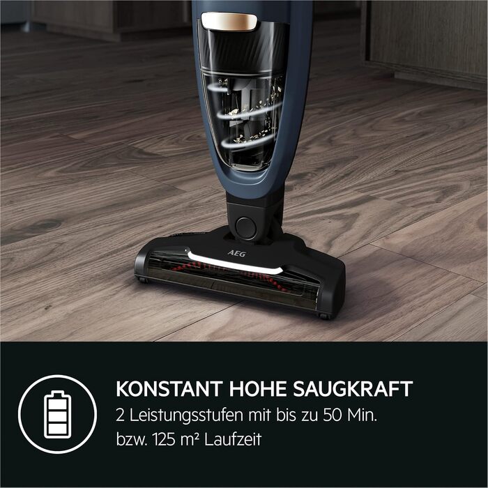 Бездротовий пилосос AEG 2в1, блакитний, QX7-1-I360: акумуляторний, для дому, з насадкою PetPro, до 50 хв роботи