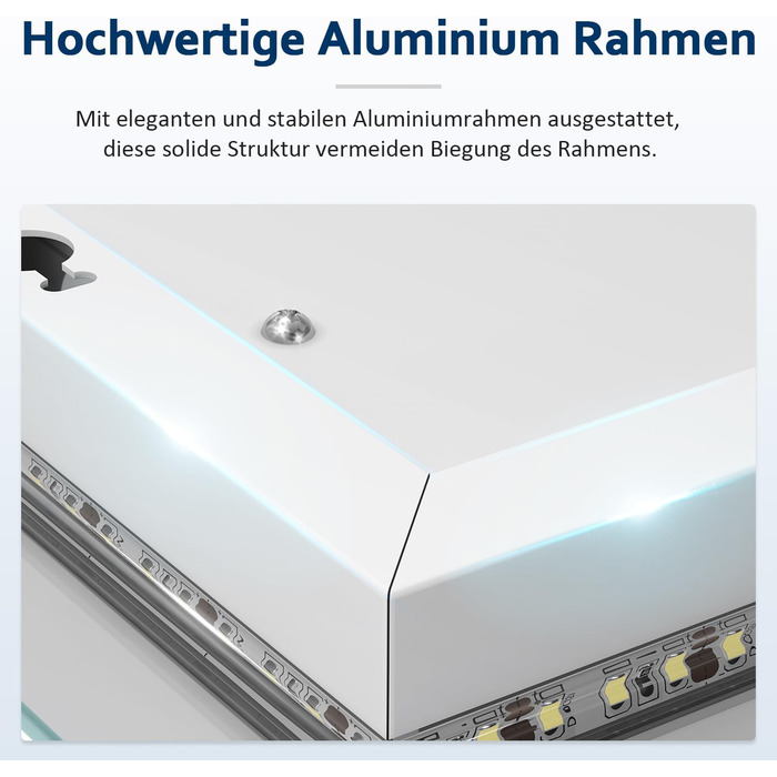 LED дзеркало для ванної кімнати з підсвічуванням 50x80 см, 3 колірні температури, IP44, тип F