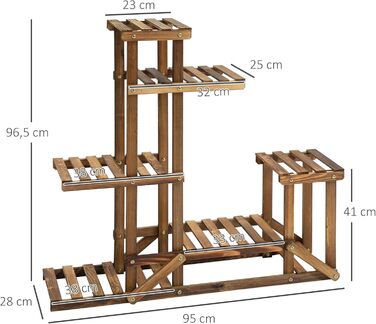 Підставка для квітів Outsunny 6 ярусів Квіткові сходи з обвугленого дерева 98x28x96.5 см