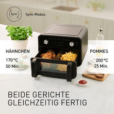 Фритюрниця повітряна Panasonic NF-CC500SXE з вікном, 80–200 °C, 9.6 л, 11 програм, LCD-дисплей, функція пари, ETM Award 2024, легко миється, сірий матовий колір