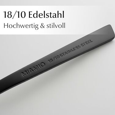 Набір столових приборів Miamio для 6 осіб (36 предметів) – нержавіюча сталь 18/10, чорний колір, придатний для миття в посудомийній машині