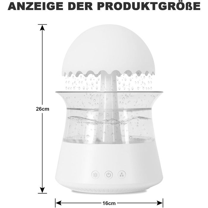 Зволожувач повітря, Кімнатний зволожувач, Зволожувач 450 мл, Зволожувач повітря для спальні, Хмарний зволожувач повітря для дому, Офісу, Кімнати, Дитячої кімнати (Medium, 06u White)