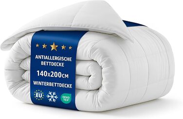 Зимова ковдра 140x200 см - тепла та м'яка ковдра для алергіків, сертифікат Oeko-Tex, пральна, тепла ковдра для сну