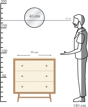 Круглий настінний дзеркало GOLD&CHROME: великий, 50x50 см, з гарантією 2 роки. Ідеально для ванної кімнати та макіяжу. Алюмінієвий, декоративний, великий дзеркало для ванної кімнати.