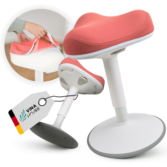 Офісний стілець SH-01 Zip з знімним чохлом | Ергономічний стілець для роботи та відпочинку | З сертифікацією IGR | Регульована висота (58-83 см) | Рожевий