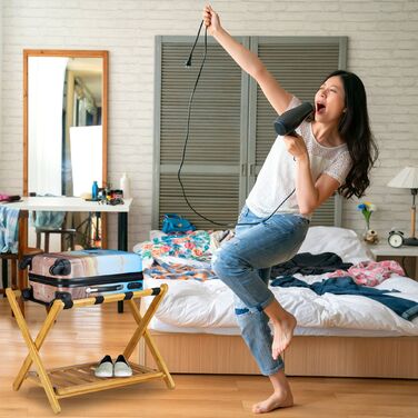 Підставка для валіз Relaxdays з бамбука з полицею