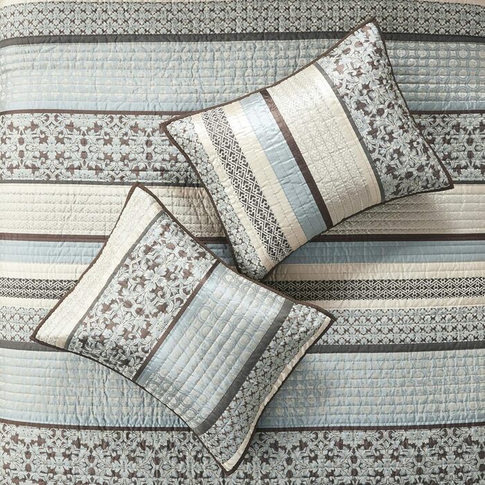 Комплект постільної білизни Madison Park Quilt Luxe Jacquard, оверсайз King, Прінстон, червоний/синій, 5 предметів