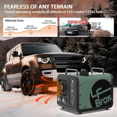 Дизельний опалювач LF Bros 5 кВт - 12/24/220-240В з дистанційним керуванням та LCD-дисплеєм (білий)