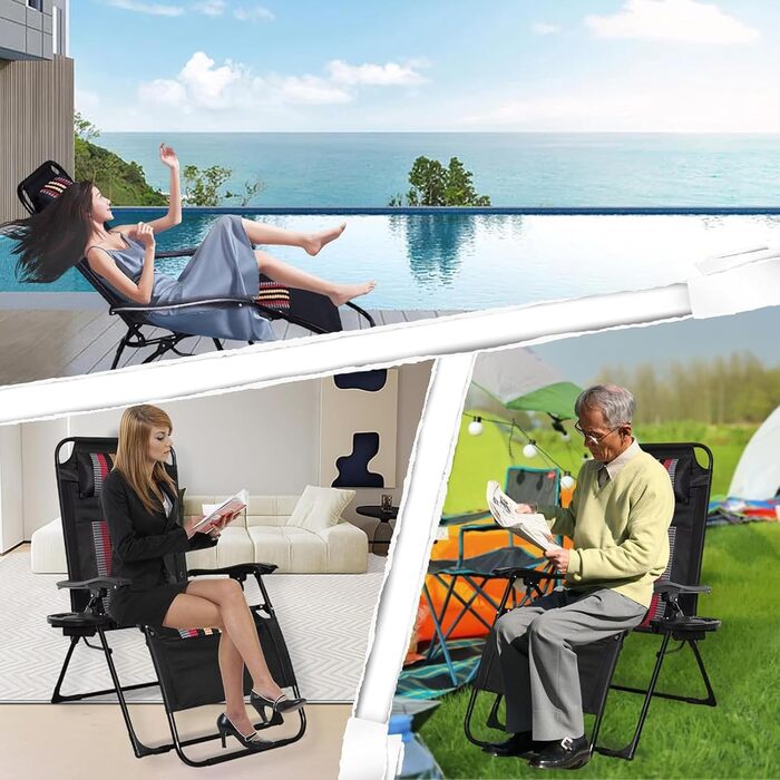 Розкішне ліжко для відпочинку в саду, широке (72 см), з підстаканником та подушкою для саду, балкону, тераси