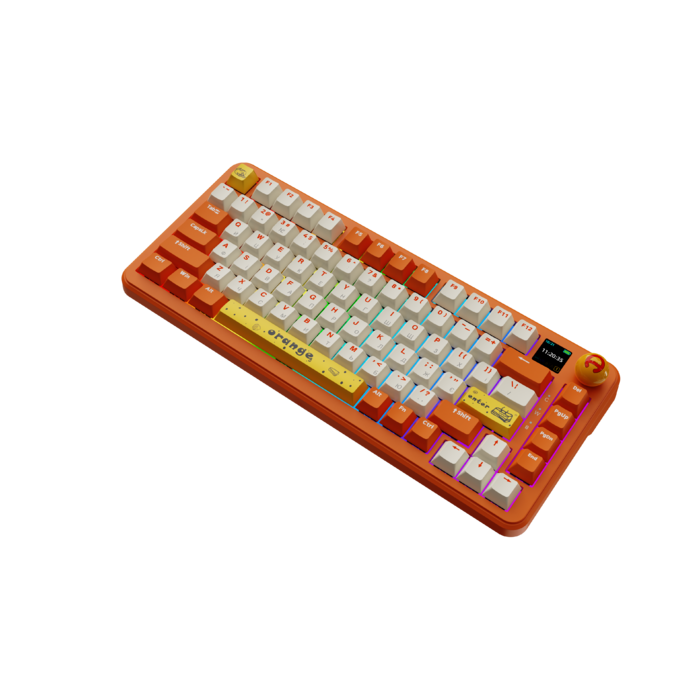 Бездротова механічна клавіатура Ajazz  AK820 MAX  Avocado Switch Orange-White Theme-RGB--With Screen