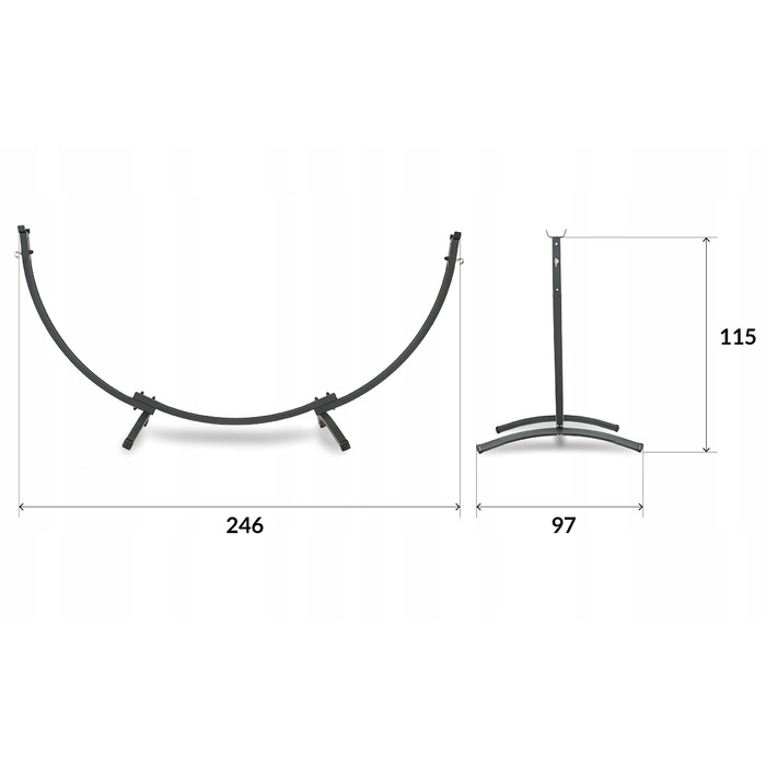 Двомісний гамак SandTropic чорний, тканинний, з металевим стійкою-каркасом, навантаження до 220 кг