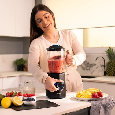 Cecotec Standmixer Power Black Titanium 2500MAX Go - потужний блендер з титановим покриттям, 2500 Вт, 1.8 л, 5 швидкостей, з пляшкою