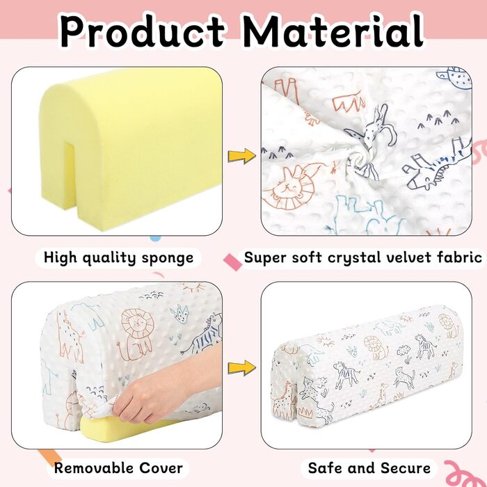 Захист для ліжечка HAVARGO для дітей, бортик-пом'якшувач на раму ліжка 70 см, білий, знімний чохол