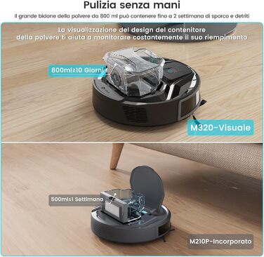 Робот-пилосос LEFANT M320: потужний, тихий, для твердих підлог та шерсті тварин, 210 хв роботи