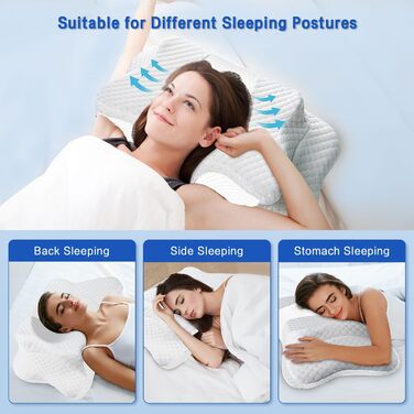 Ортопедична подушка для шиї з memory foam, регульована, ергономічна, для комфортного сну, без запаху, контурна подушка для сну на боці