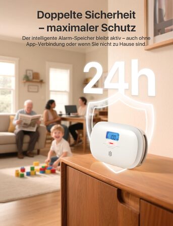 X-Sense Детектор чадного газу з цифровим дисплеєм, сертифікат TÜV Rheinland, з базовою станцією SBS50, керування через додаток, XC0C-MR11, 1 шт.