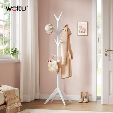 Вільхува Kleiderständer - дерев'яний вішак для одягу з 8 гачками, 180 см (білий)