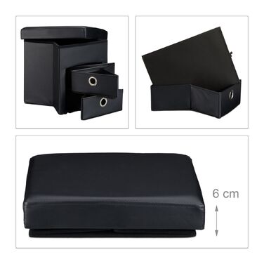 Відкидна табуретка Relaxdays з штучної шкіри та двома відділеннями