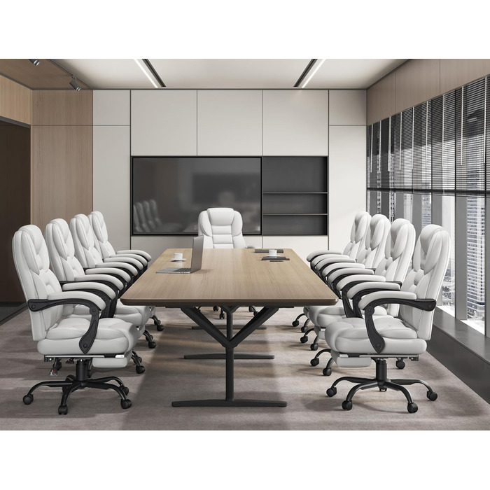 Ергономічне крісло Yaheetech для офісу, для начальника з підставкою для ніг, регульовані підлокітники, комп'ютерне крісло з високою спинкою, біле