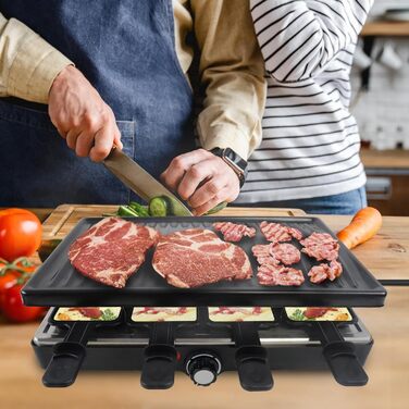 Електричний набір для раклет SUBTLETY на 8 осіб з гранітною гриль-плитою та антипригарним покриттям
