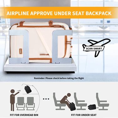 Кабінний рюкзак Kono 40x20x25 см для Ryanair, 20L, мінімалістичний (бежевий/коричневий)
